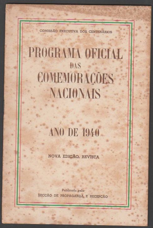 PROGRAMA OFICIAL DAS COMEMORAÇÕES NACIONAIS ANO DE 1940 